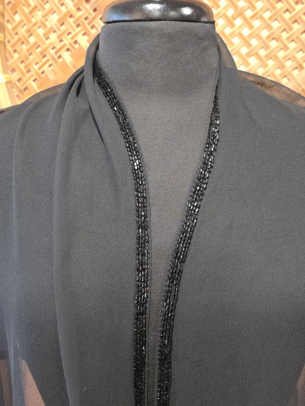 Elegant Black Sheer Evening Shawl